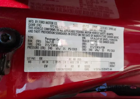 2014 Ford Focus Se z USA, uszkodzony, nr VIN 1FADP3F26EL106536